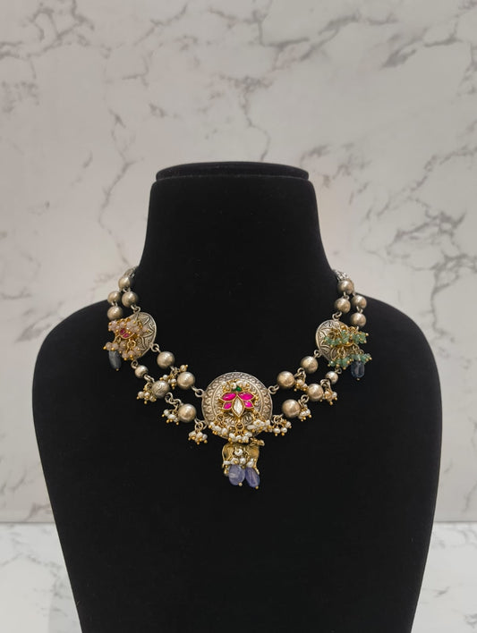 925 hallmarked sterling silver vintage pearl beaded bridal necklace