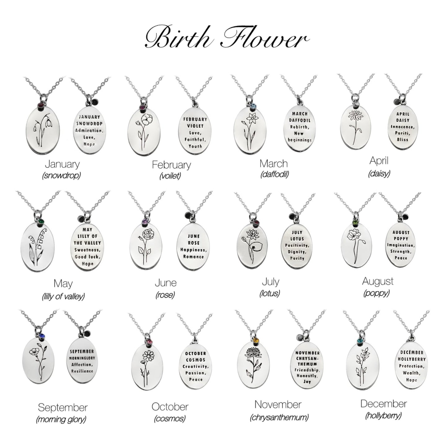 BIRTHDAY FLOWER & STONE NECKLACE