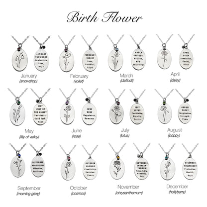 BIRTHDAY FLOWER & STONE NECKLACE