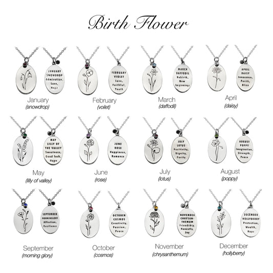BIRTHDAY FLOWER & STONE NECKLACE