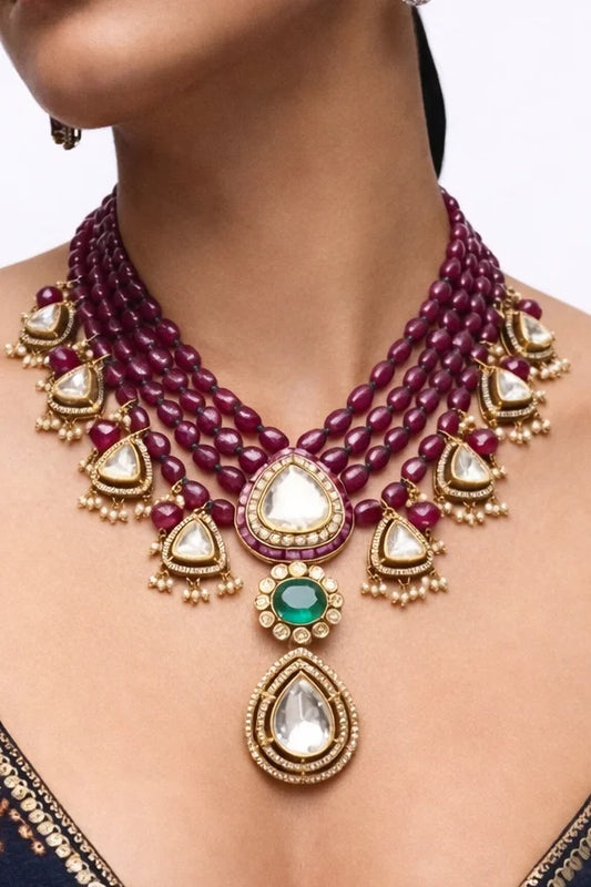 925 hallmarked sterling silver moissanite bridal necklace with pink beads