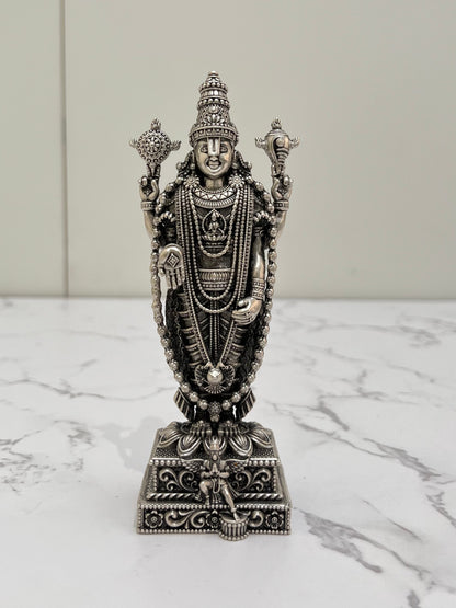 925 sterling silver Tirupati Balaji idol hand-held – Lord Venkateswara murti standing with four arms