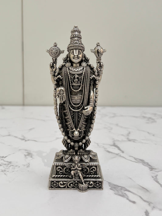 925 sterling silver Tirupati Balaji idol hand-held – Lord Venkateswara murti standing with four arms