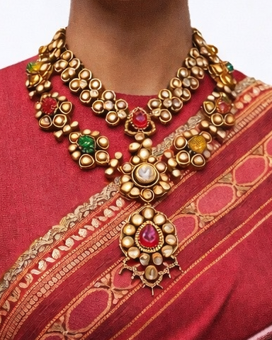 GOLD TONE BRIDAL NECKLACE