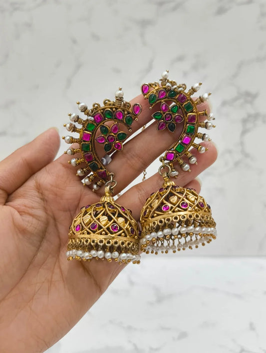 925 hallmarked sterling silver meenakari enamel earrings