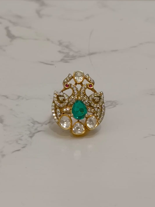 925 hallmarked sterling silver peacock moissanite ring 
