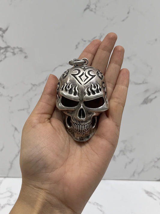 925 hallmarked sterling silver skull head pendant