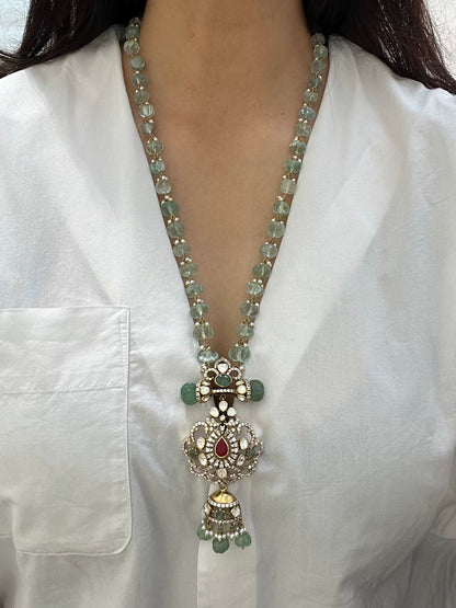 GREEN POLKI NECKLACE