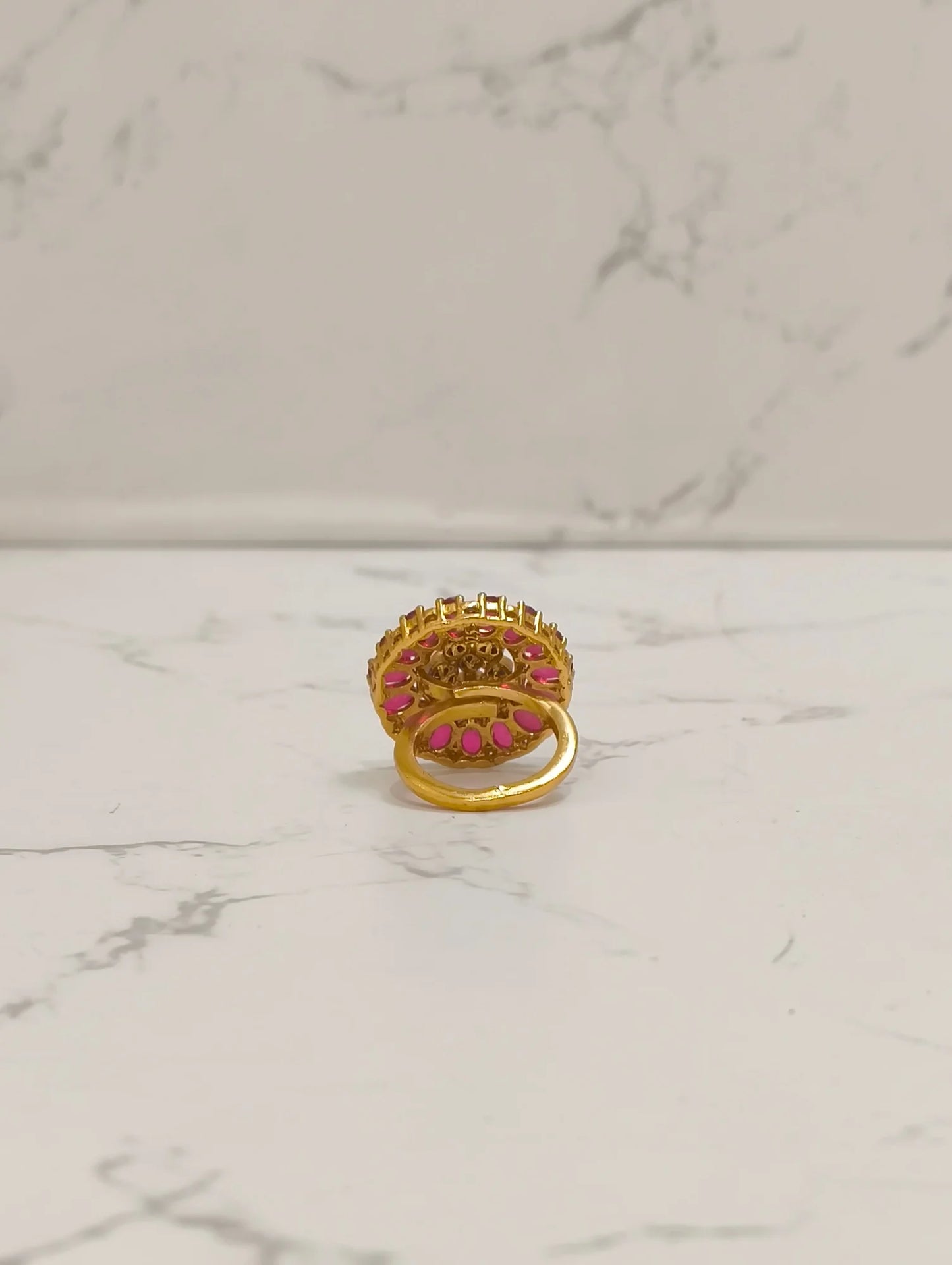 PINK STONE POLKI RING