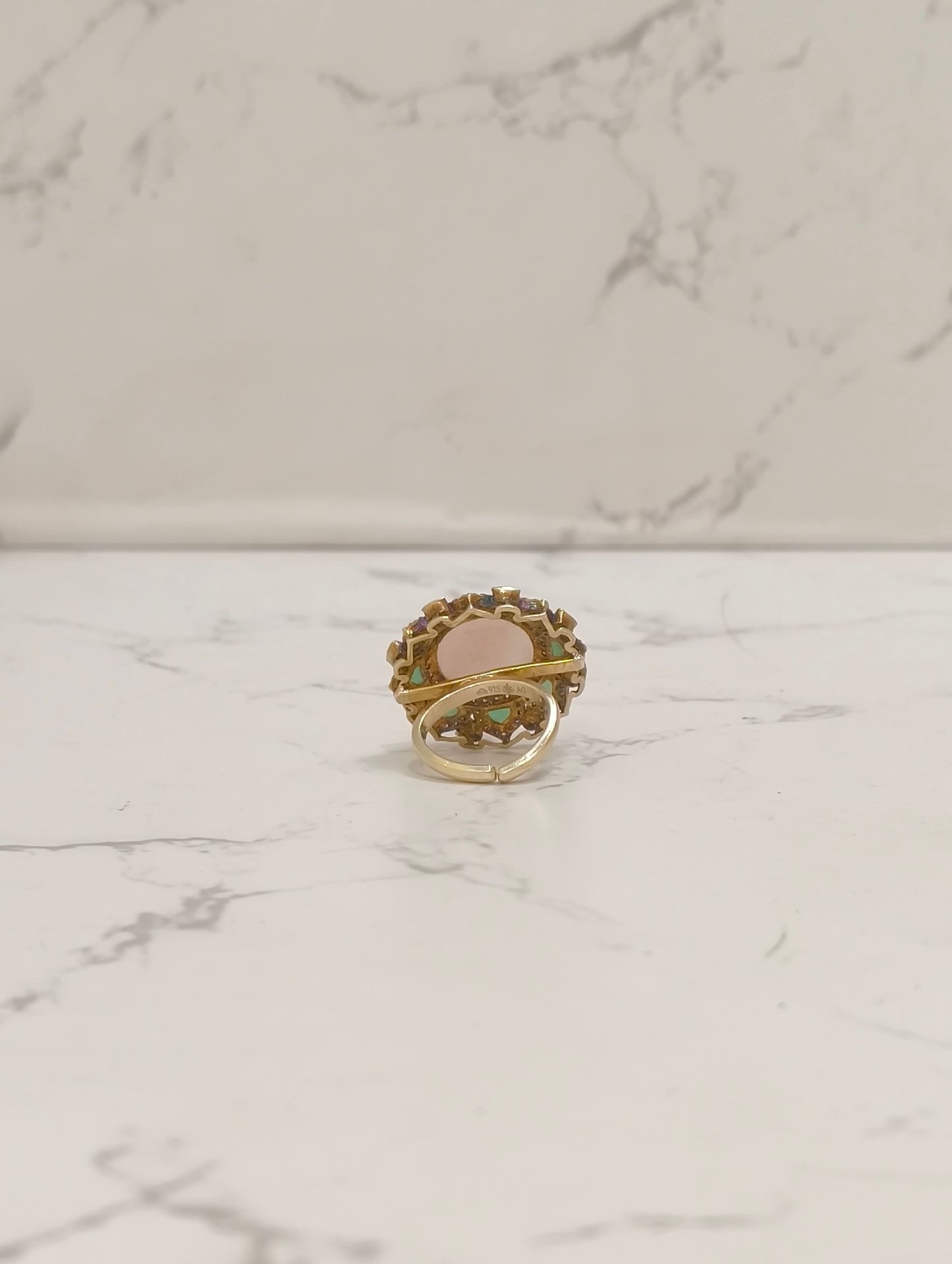 PINK STONE POLKI RING