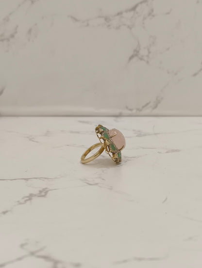 PINK STONE POLKI RING