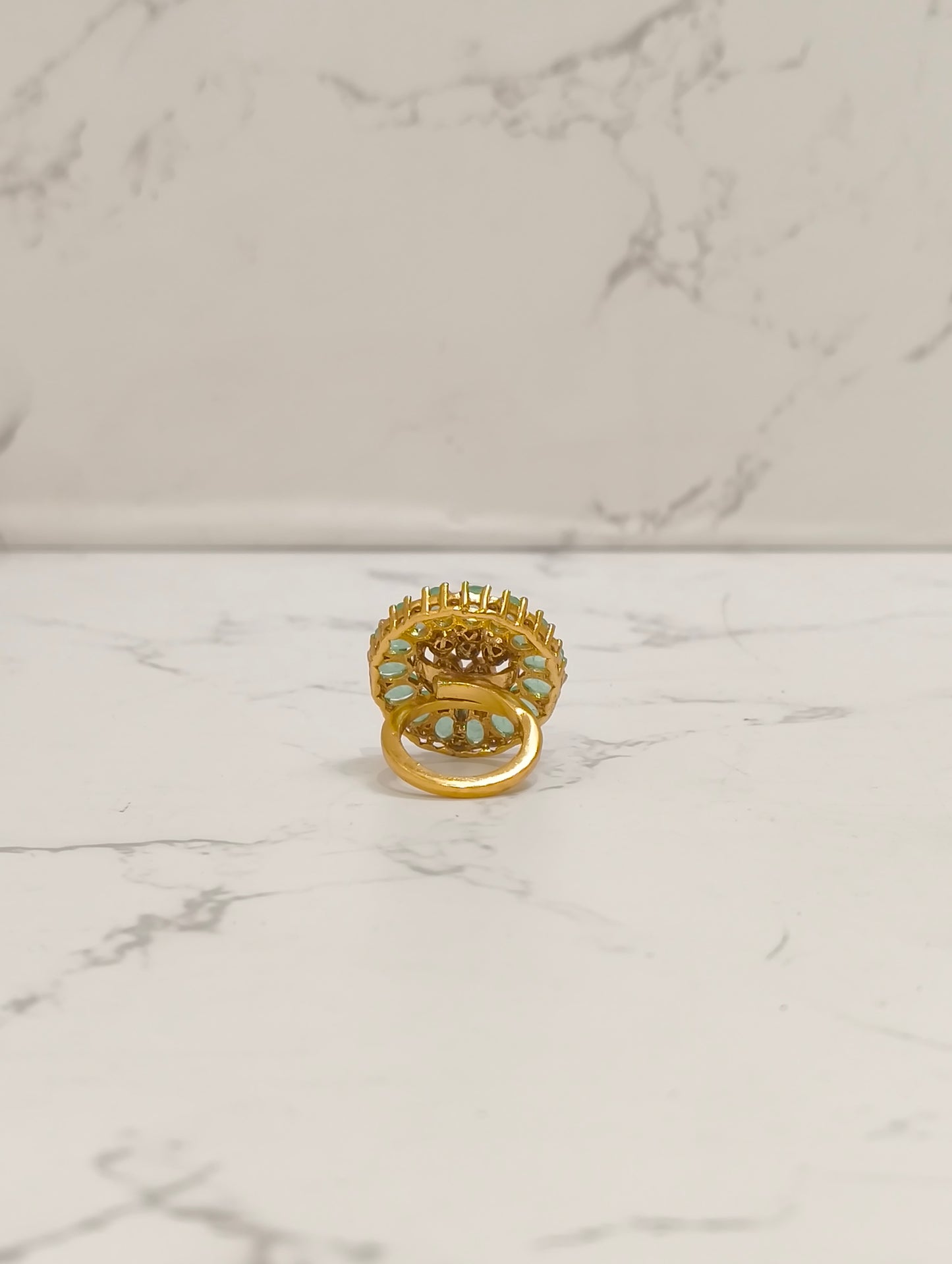 GREEN POLKI MOISSANITE RING