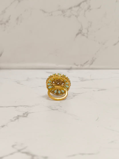 GREEN POLKI MOISSANITE RING