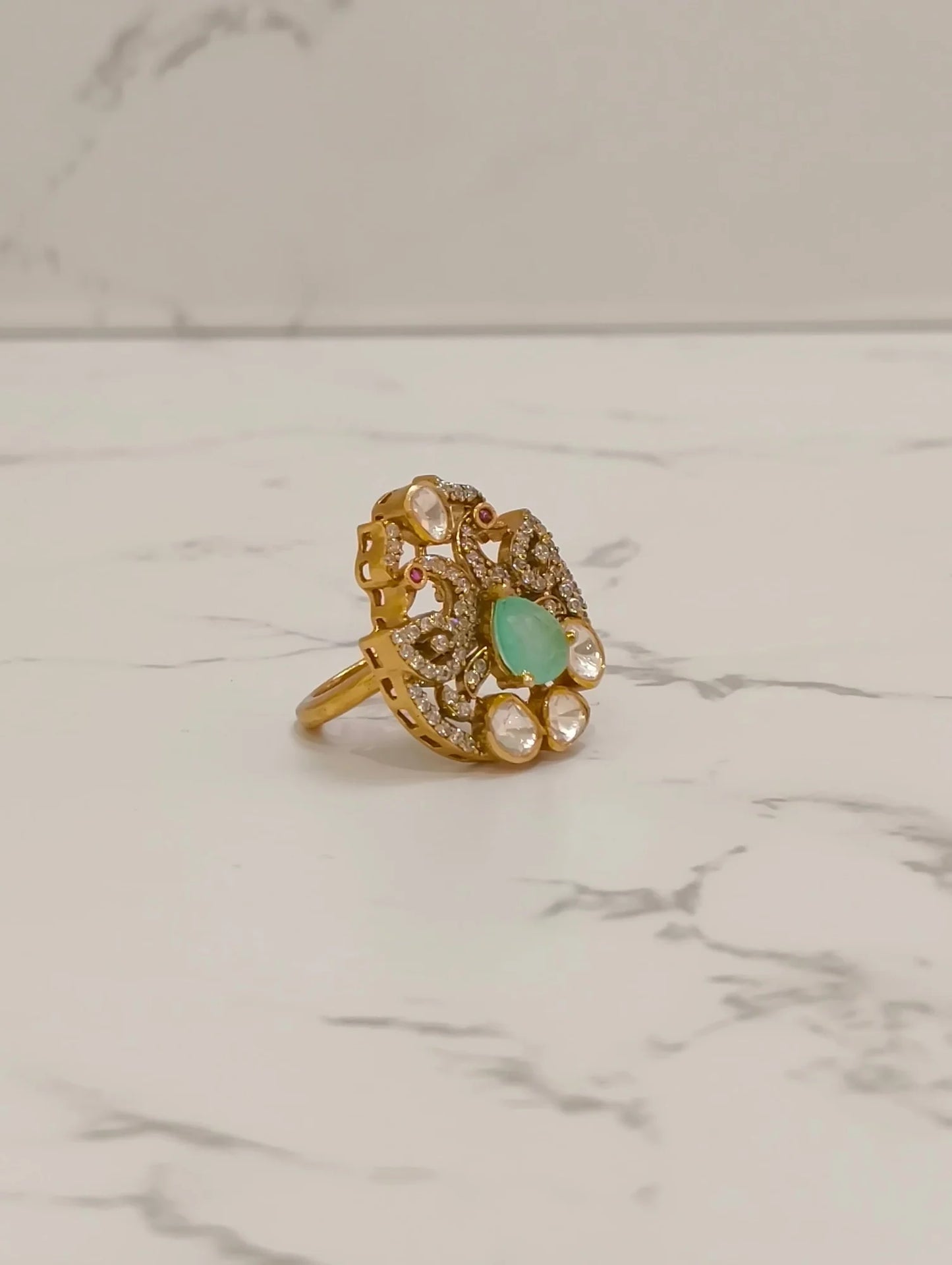 PEACOCK MOISSANITE RING