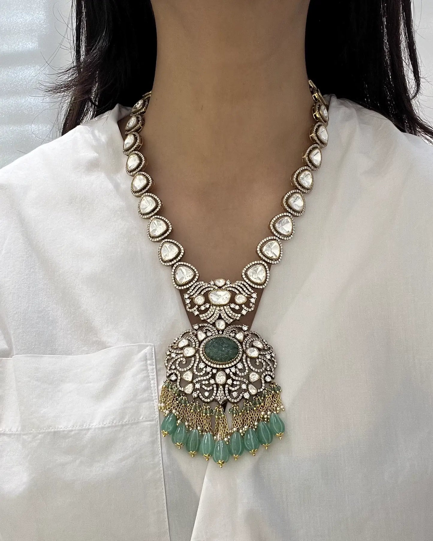 MOISSANITE POLKI NECKLACE