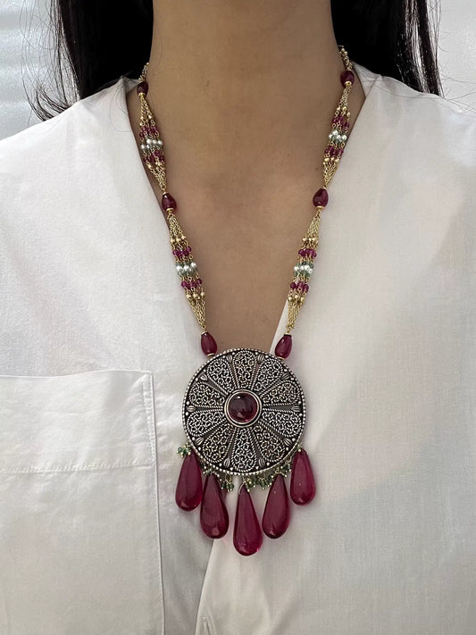 925 hallmarked sterling silver polki necklace