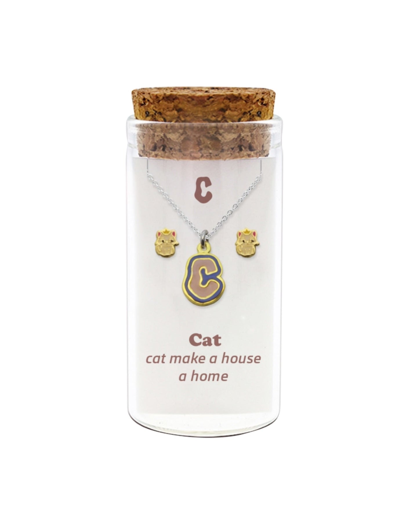 INITIALS NECKLACE & ANIMAL STUDS