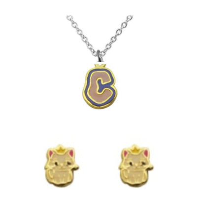 INITIALS NECKLACE & ANIMAL STUDS