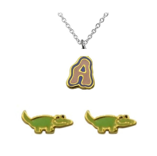 INITIALS NECKLACE & ANIMAL STUDS