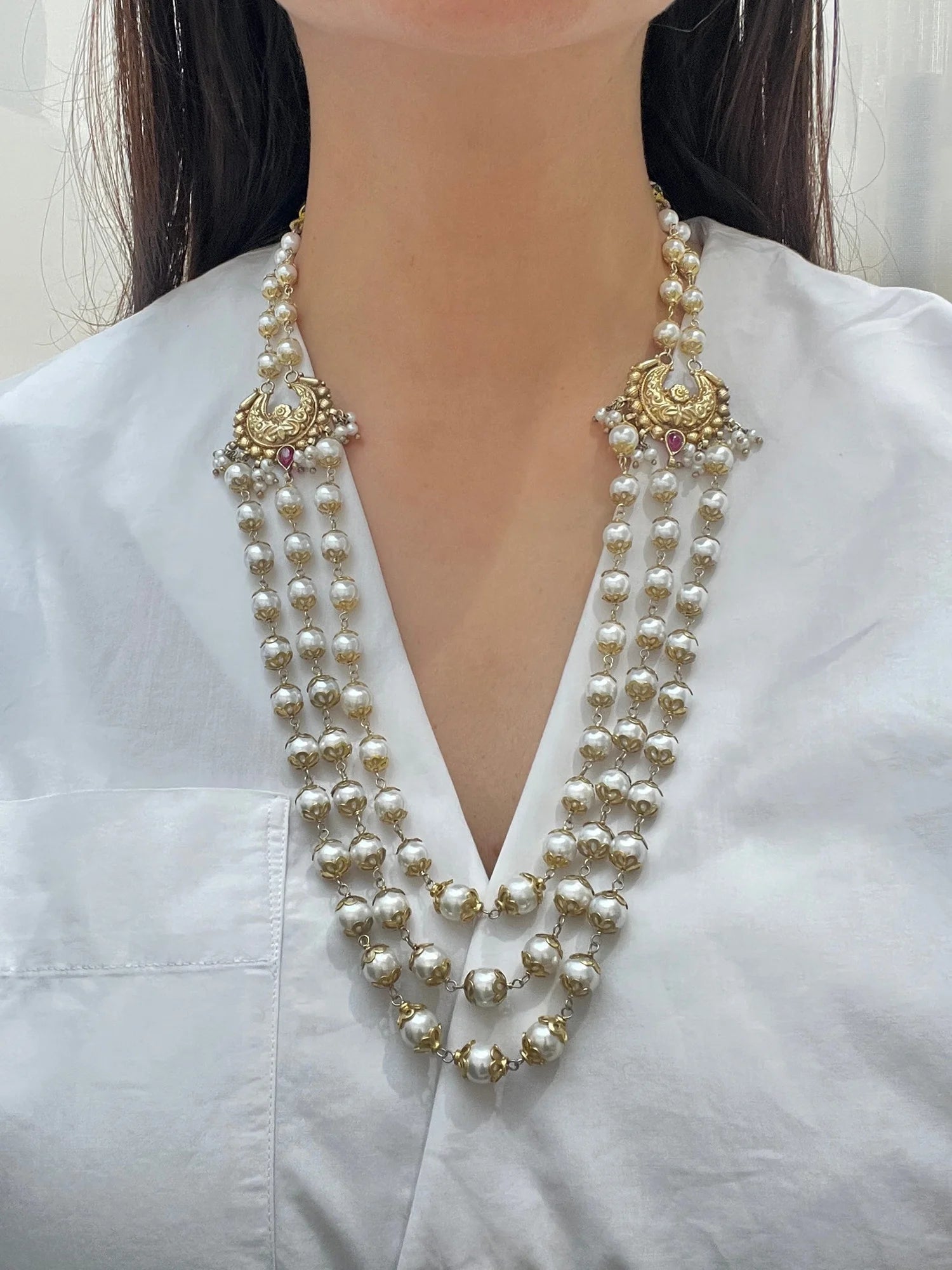 925 hallmarked sterling silver pearl necklace