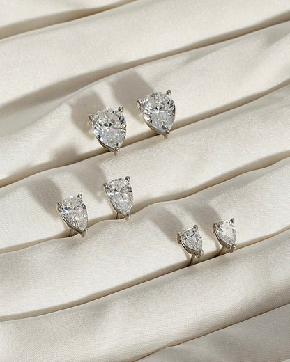 Pear diamond stud earrings in gold with lab-grown diamonds – custom Pear cut solitaire studs