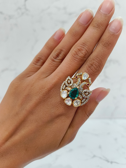 PEACOCK MOISSANITE RING