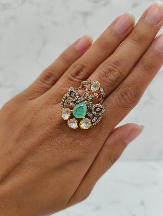 PEACOCK MOISSANITE RING