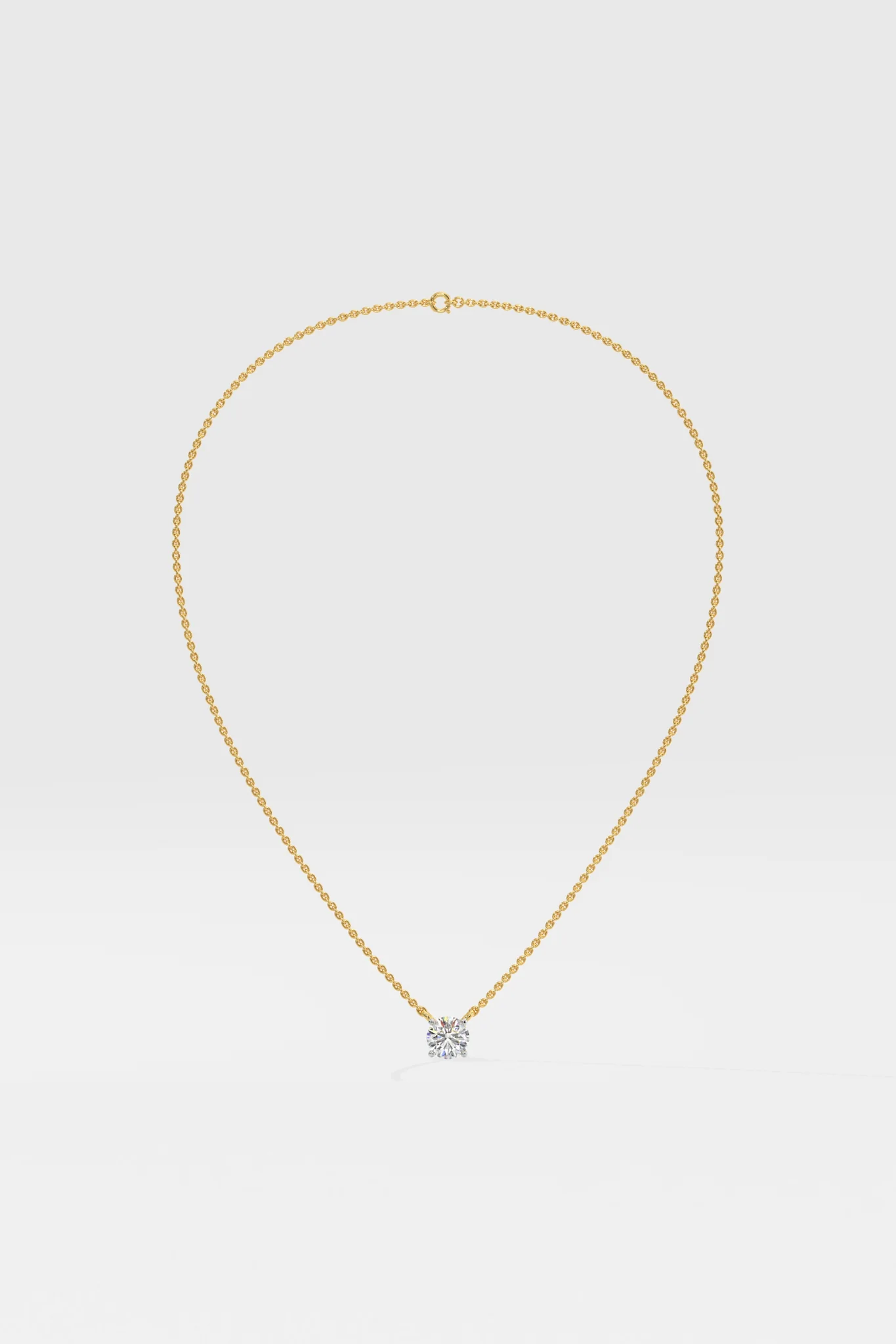 Round solitaire diamond necklace in gold with lab-grown diamond – custom round cut solitaire necklace