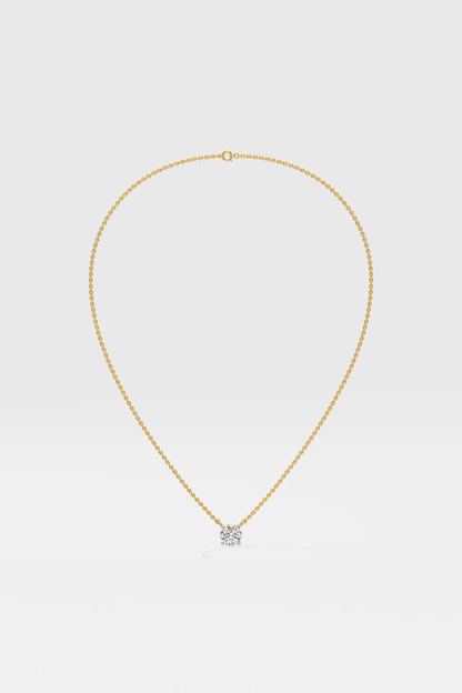 Round solitaire diamond necklace in gold with lab-grown diamond – custom round cut solitaire necklace