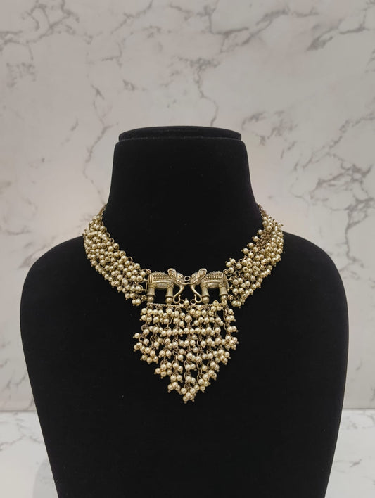ELEPHANT PEARL BEADED NECKLACE