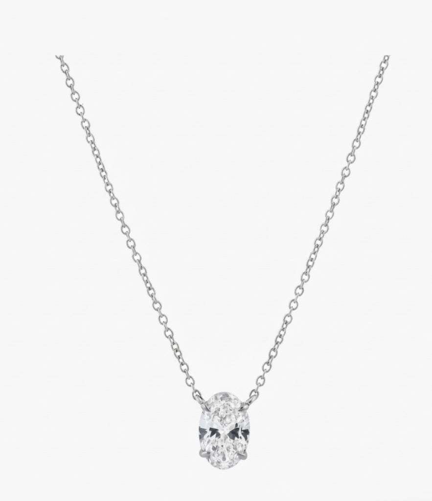 Diamond necklace on a white background