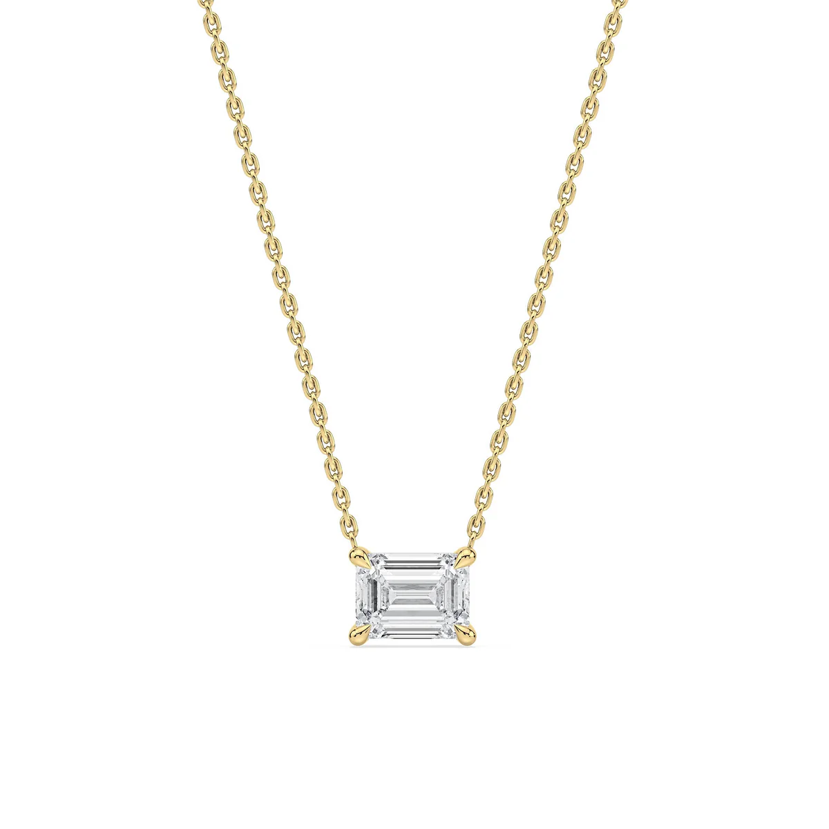 Emerald cut diamond necklace in gold with lab-grown diamond – custom emerald cut solitaire necklace