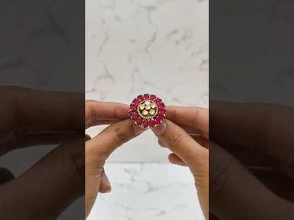 PINK STONE POLKI RING