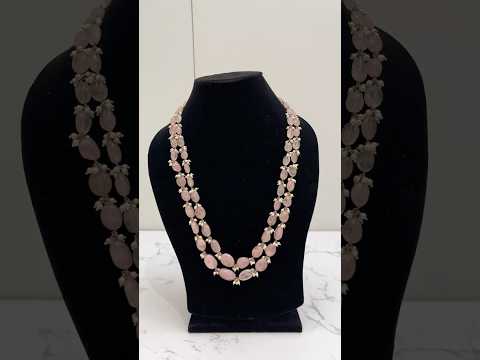 Video of 925 hallmarked sterling silver pink stone necklace with pearl beads