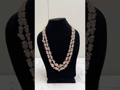 Video of 925 hallmarked sterling silver pink stone necklace with pearl beads