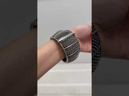 SILVER GARNET BANGLE