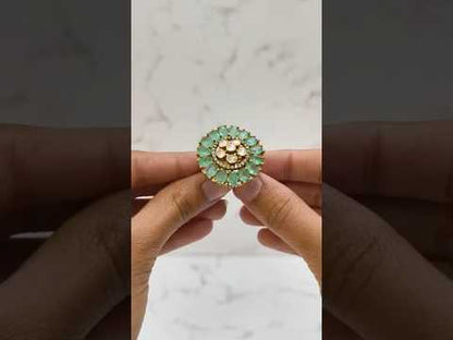 GREEN POLKI MOISSANITE RING